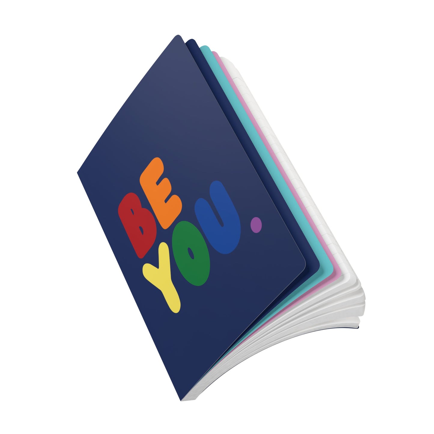 A side view of The Rainbow Be You Soft Cover Journal (200 Pages) - The APWT Gift Shop