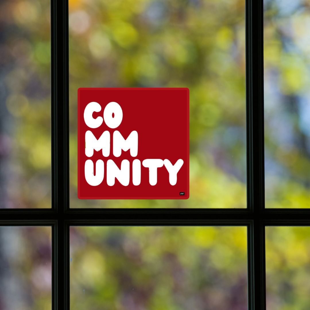 A Community in Balloon Red Vinyl Sticker