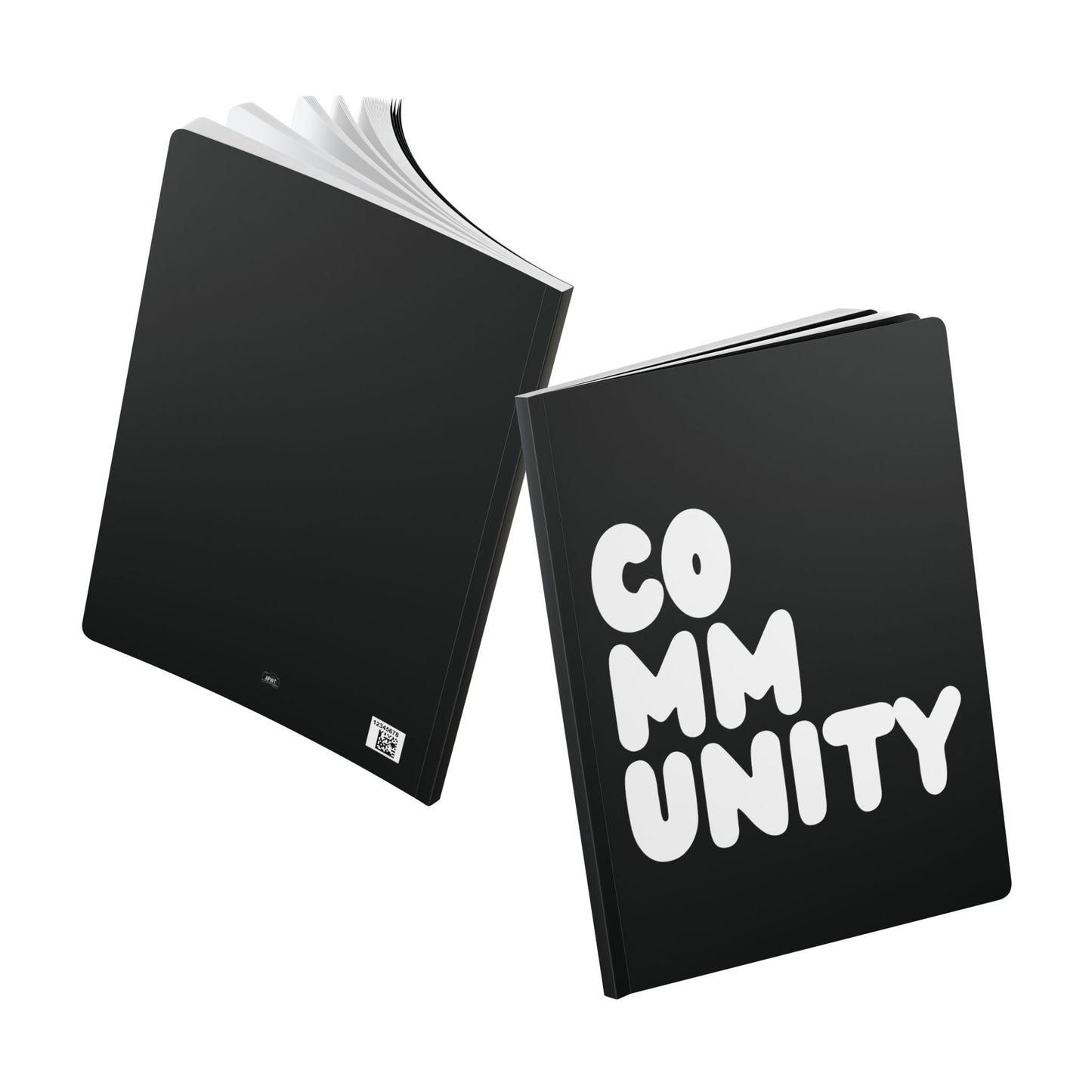 The front and back of a Community in Black and White Soft Cover Journal (100 Pages) - The APWT Gift Shop