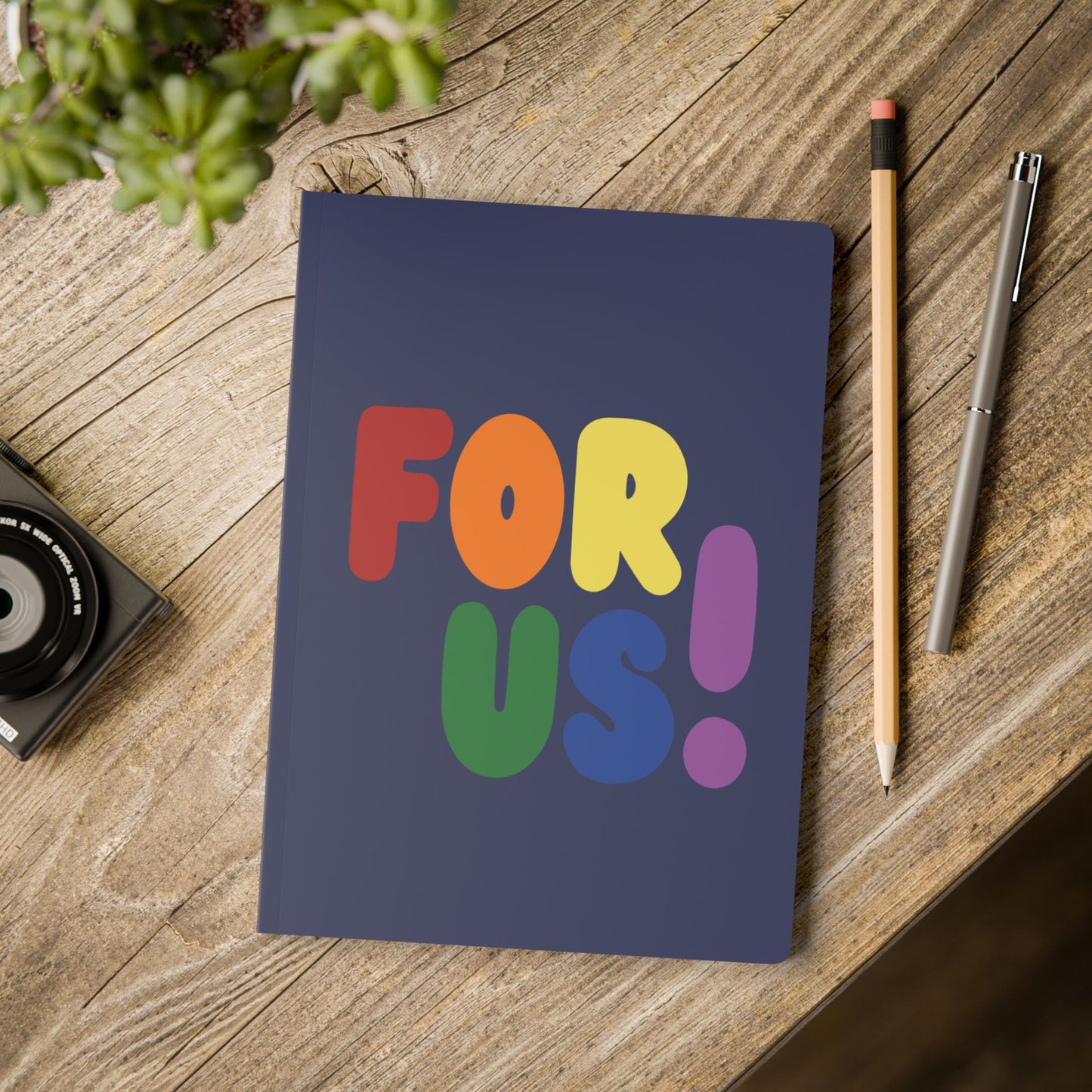 The Rainbow For Us Soft Cover Journal on a table - The APWT Gift Shop