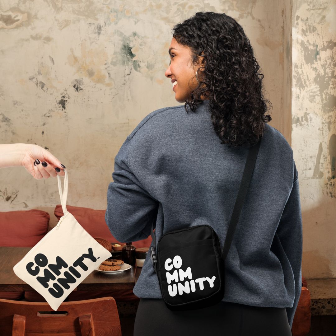 Community in Black Small All-Purpose Accessories Pouch