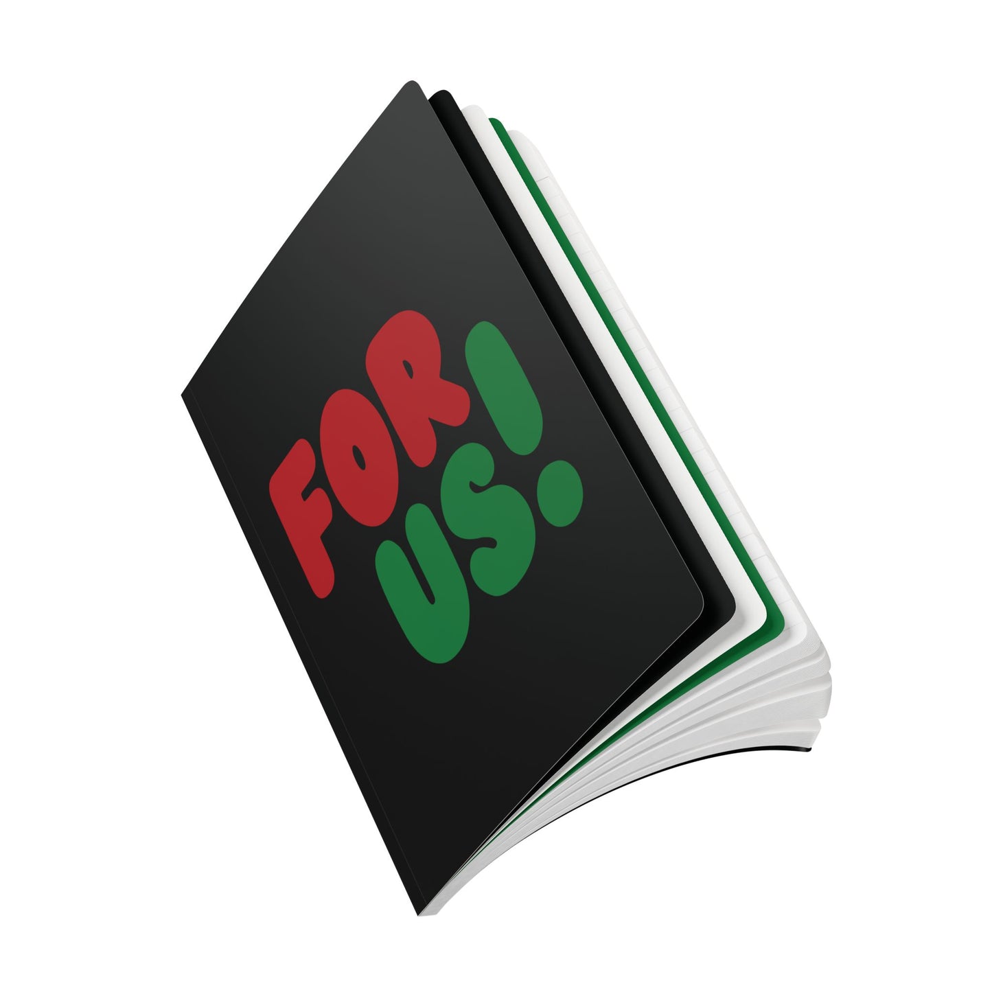 A side view of the For Us in Black Soft Cover Journal (100 Pages) - The APWT Gift Shop