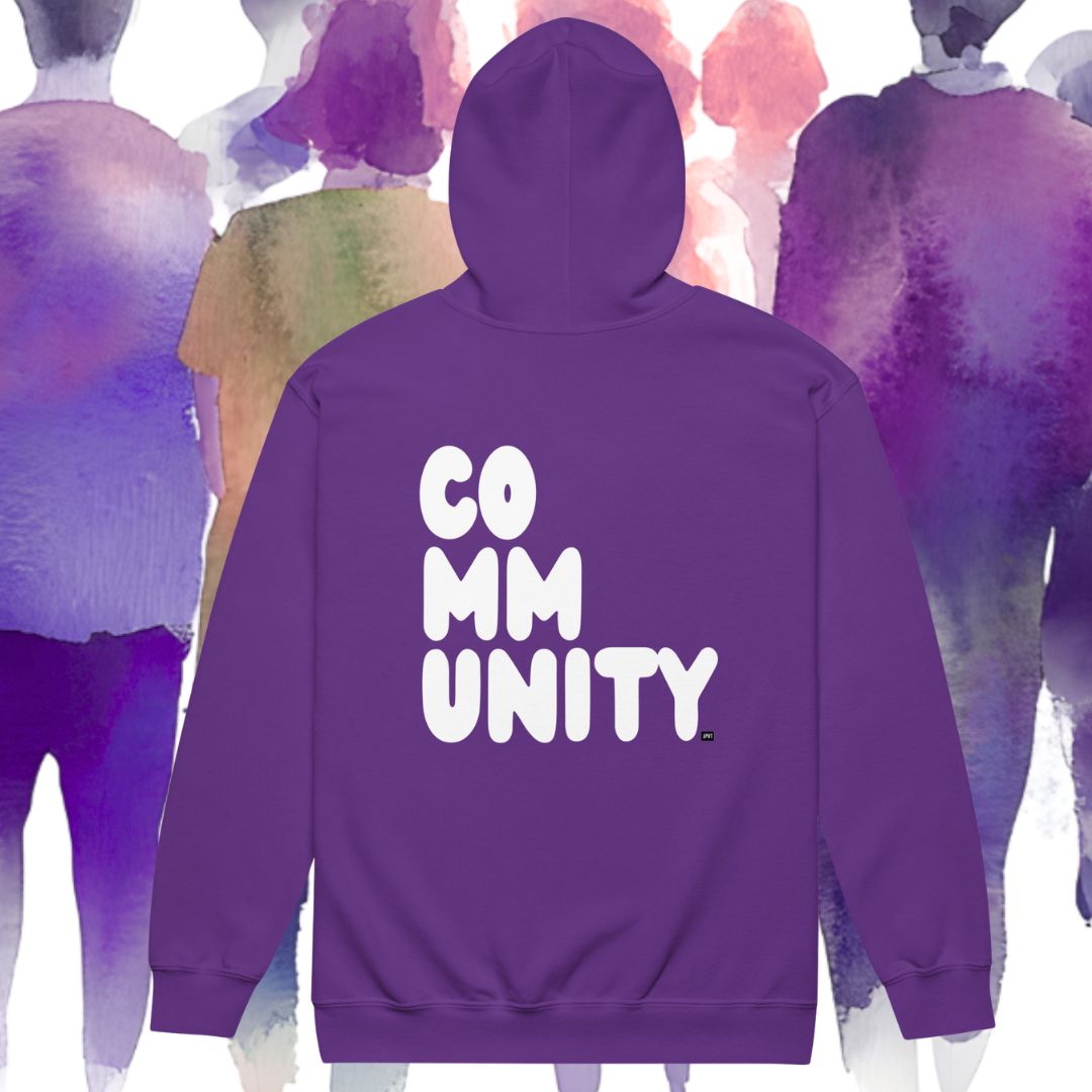 A Community in Purple Flower Unisex Zip-Up Hoodie
