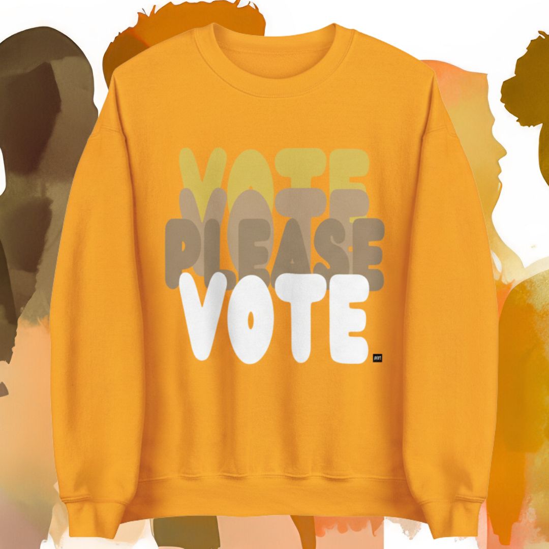 Please Vote in Sunny Yellow Unisex Crew Neck Sweatshirt - The APWT Gift Shop