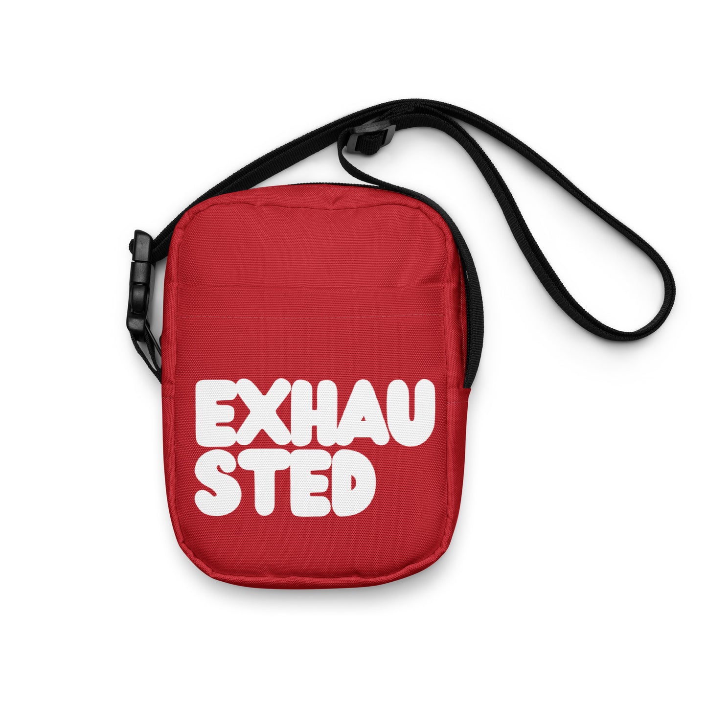 Exhausted in Red and White Small Crossbody Bag - The APWT Gift Shop