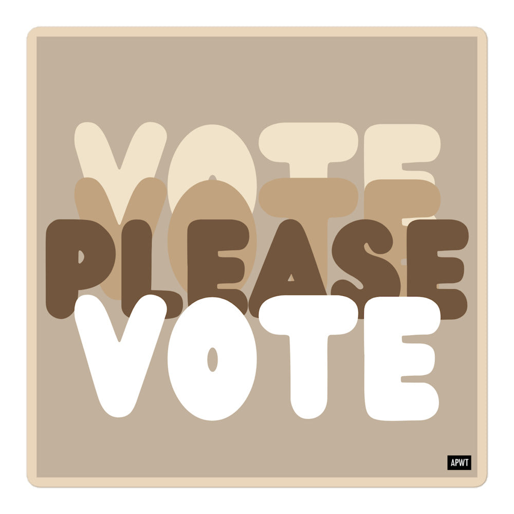 Please Vote in Brown Vinyl Sticker - The APWT Gift Shop