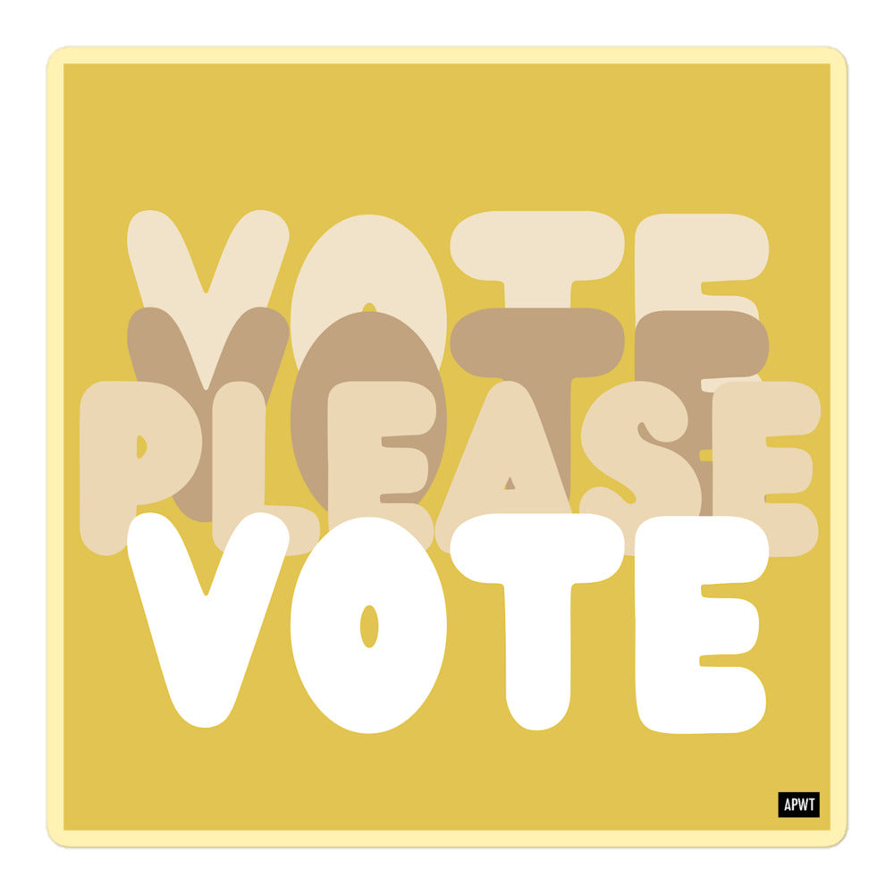 Please Vote in Yellow Vinyl Sticker - The APWT Gift Shop