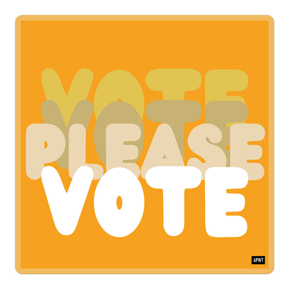 Please Vote in Orange Vinyl Stickers - The APWT Gift Shop