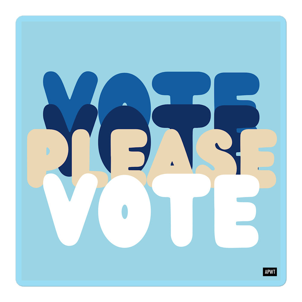 Please Vote in Blue Vinyl Sticker - The APWT Gift Shop