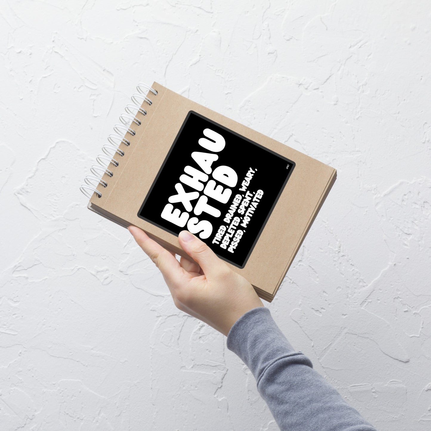 Exhausted in Black and White Vinyl Sticker