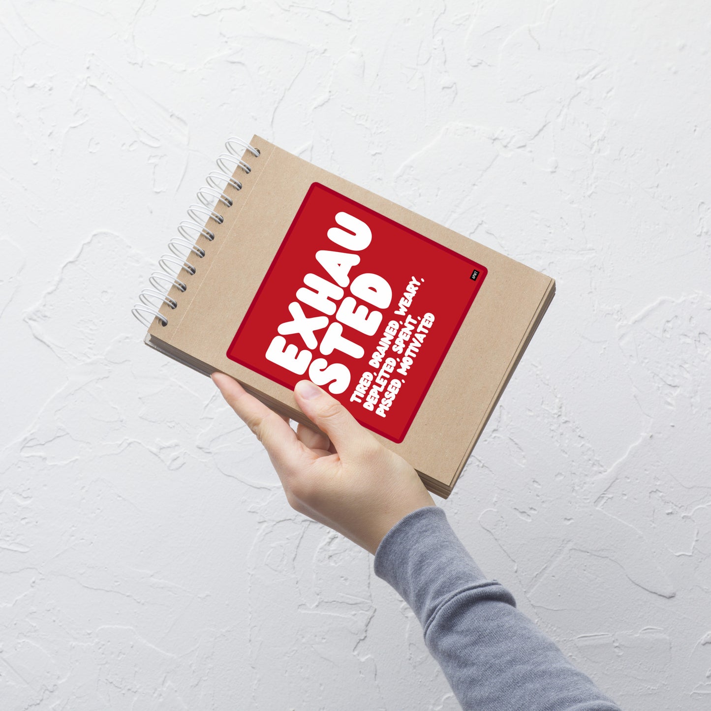 Exhausted in Red and White Vinyl Sticker