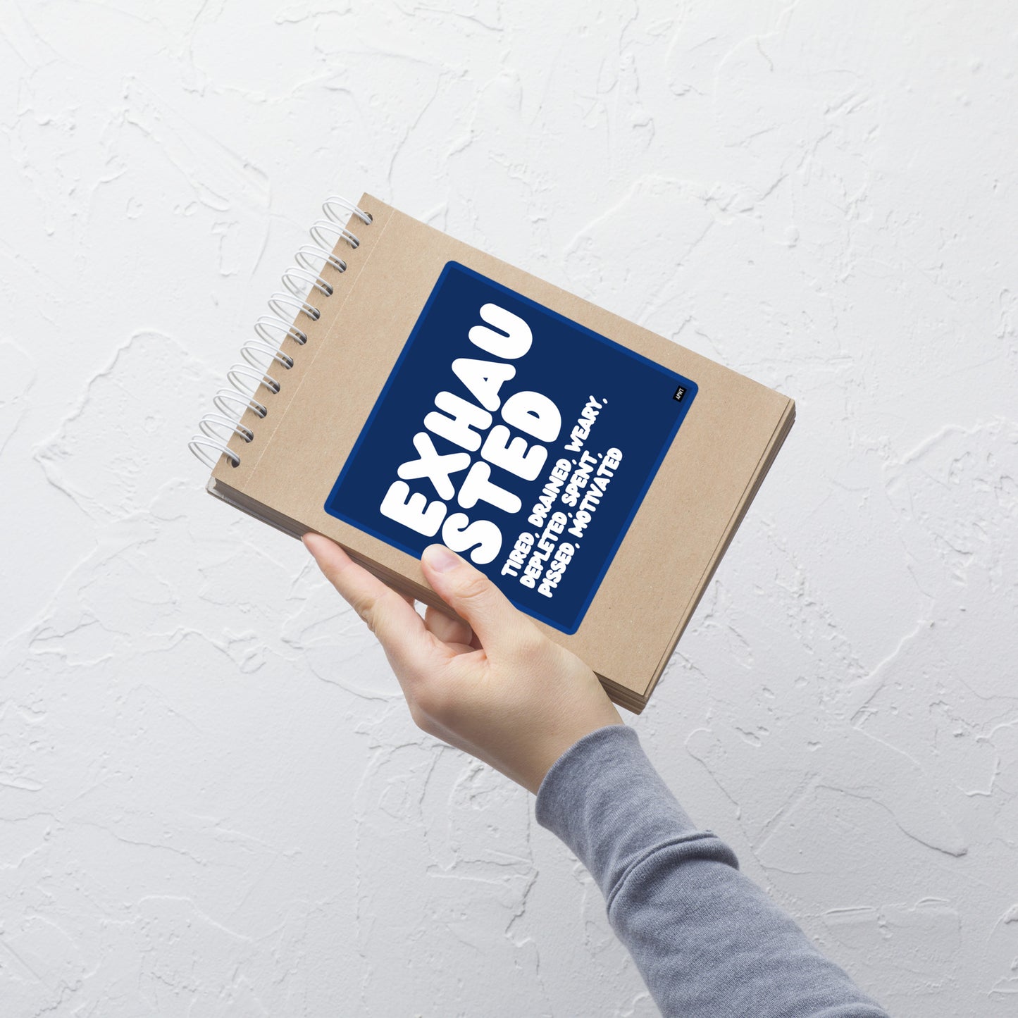 Exhausted in Blue and White Vinyl Sticker