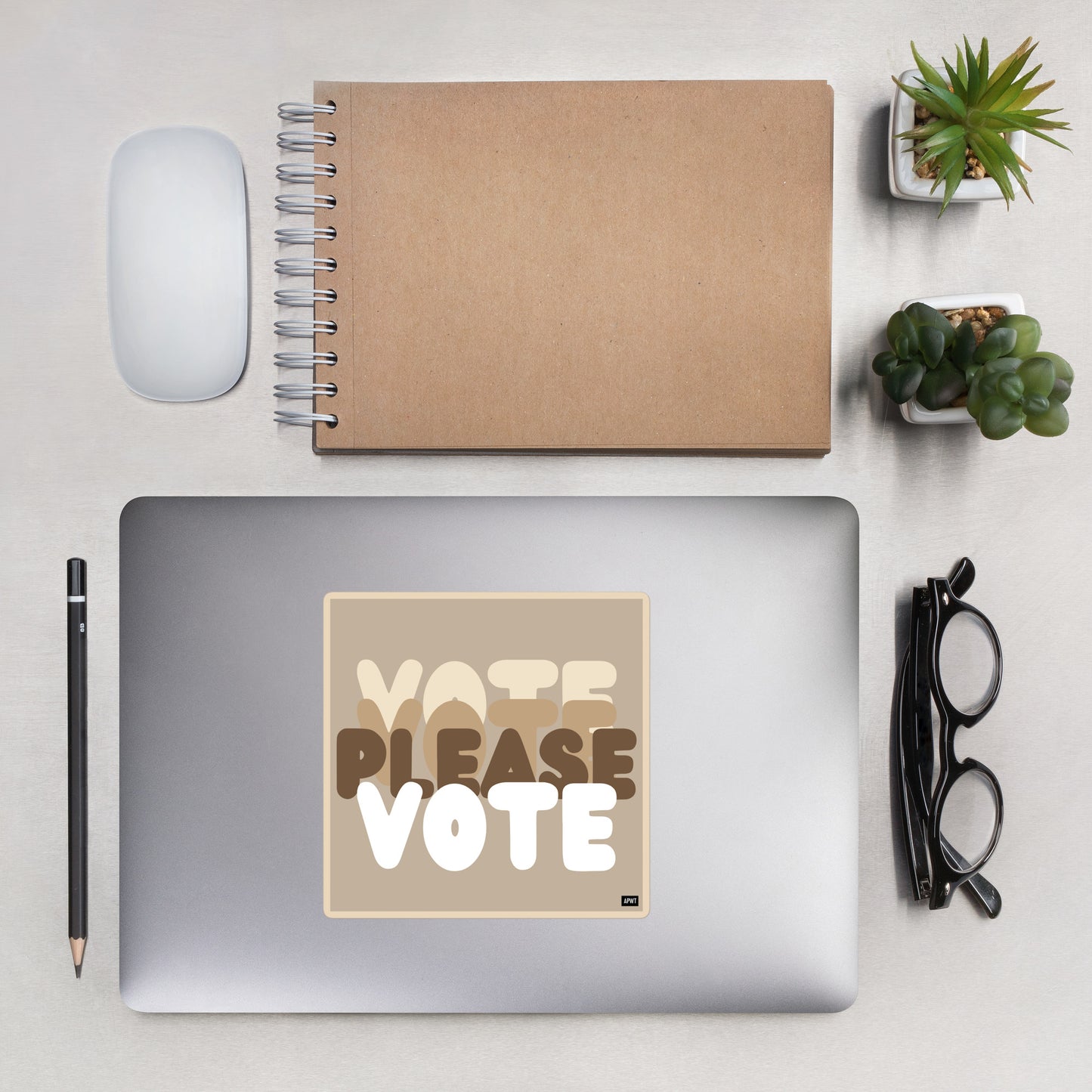 Please Vote in Brown Vinyl Sticker