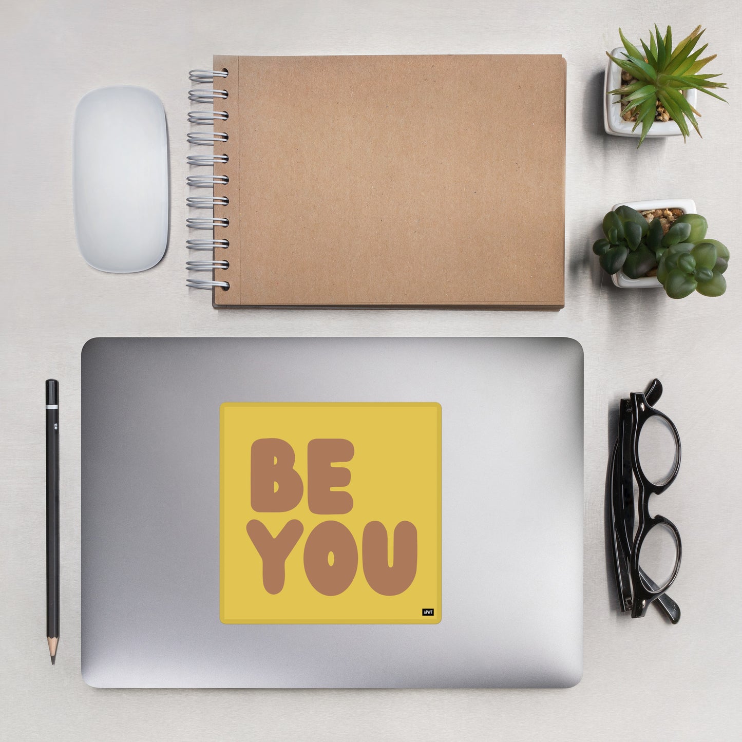 Be You in Yellow and Brown Vinyl Sticker