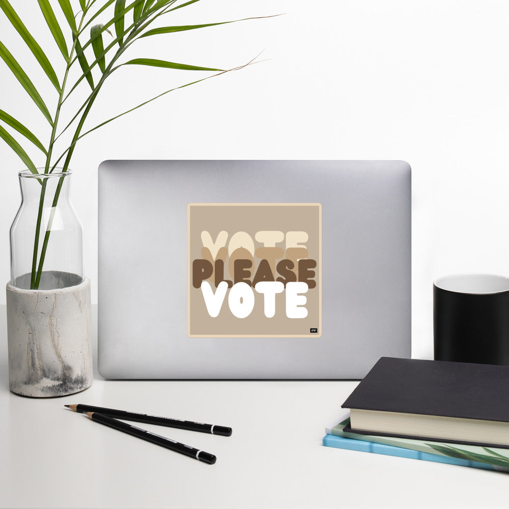 Please Vote in Brown Vinyl Sticker