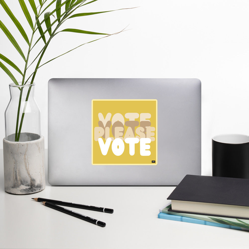 Please Vote in Yellow Vinyl Sticker