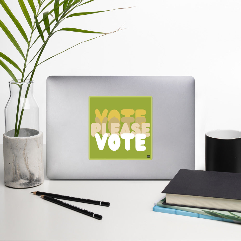 Please Vote in Green Vinyl Sticker
