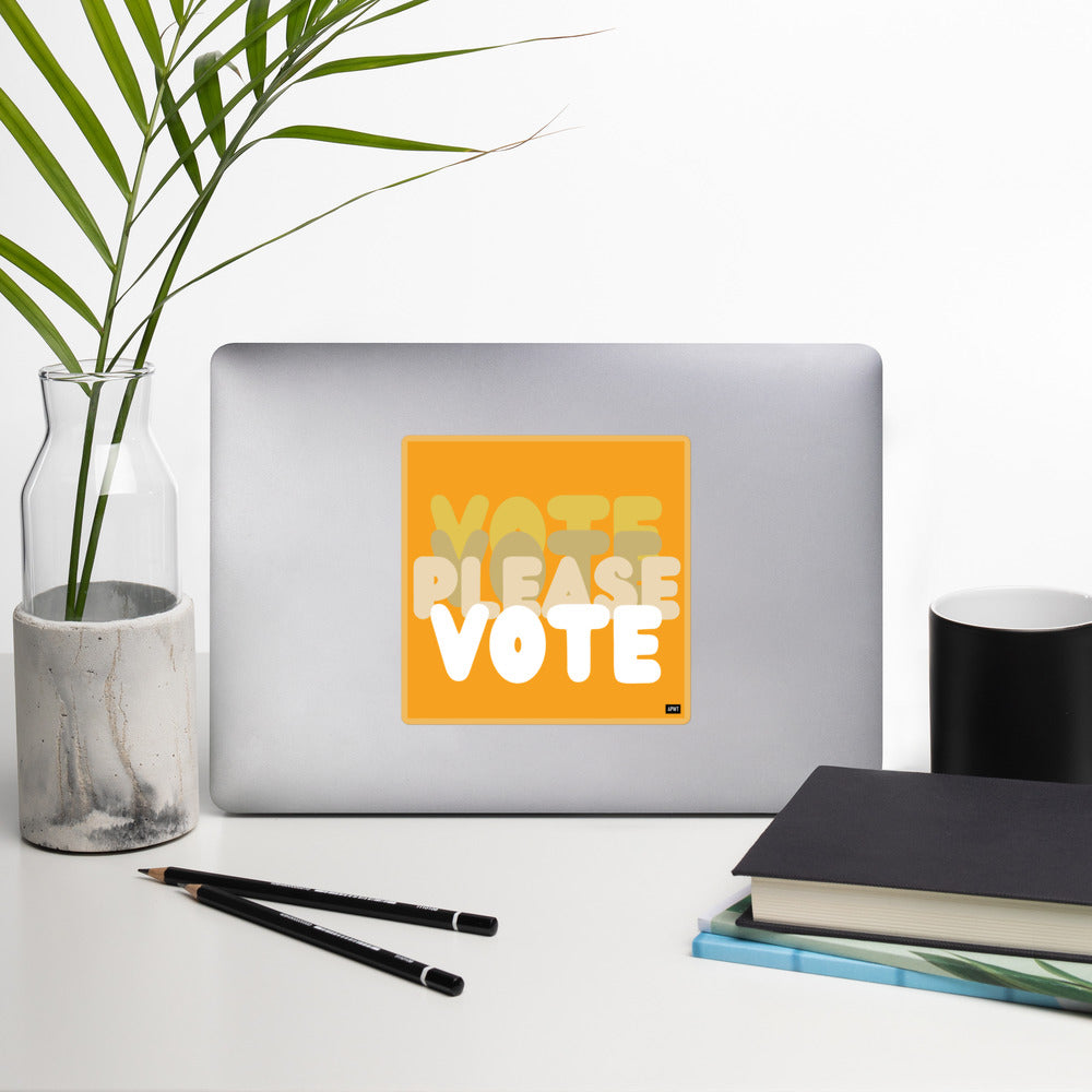 Please Vote in Orange Vinyl Sticker