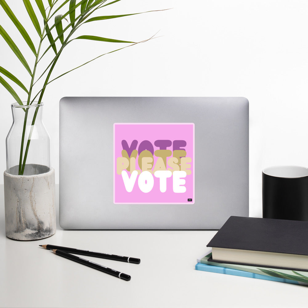 Please Vote in Pink Vinyl Sticker