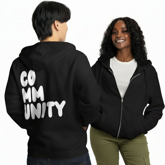 The Community in Black and White Premium Unisex Zip-Up Hoodie - The APWT Gift Shop