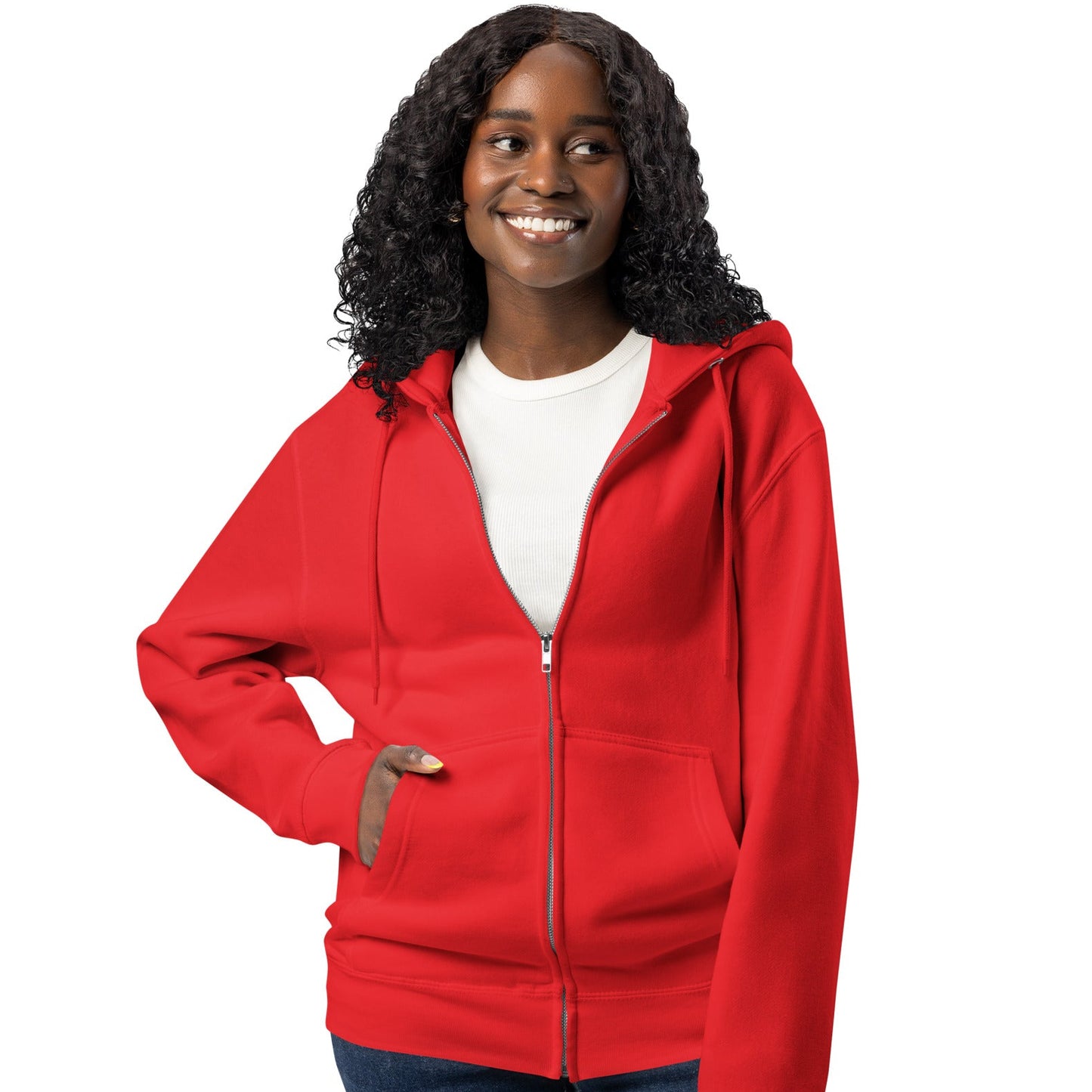 Community in Red and White Premium Unisex Zip-Up Hoodie - The APWT Gift Shop