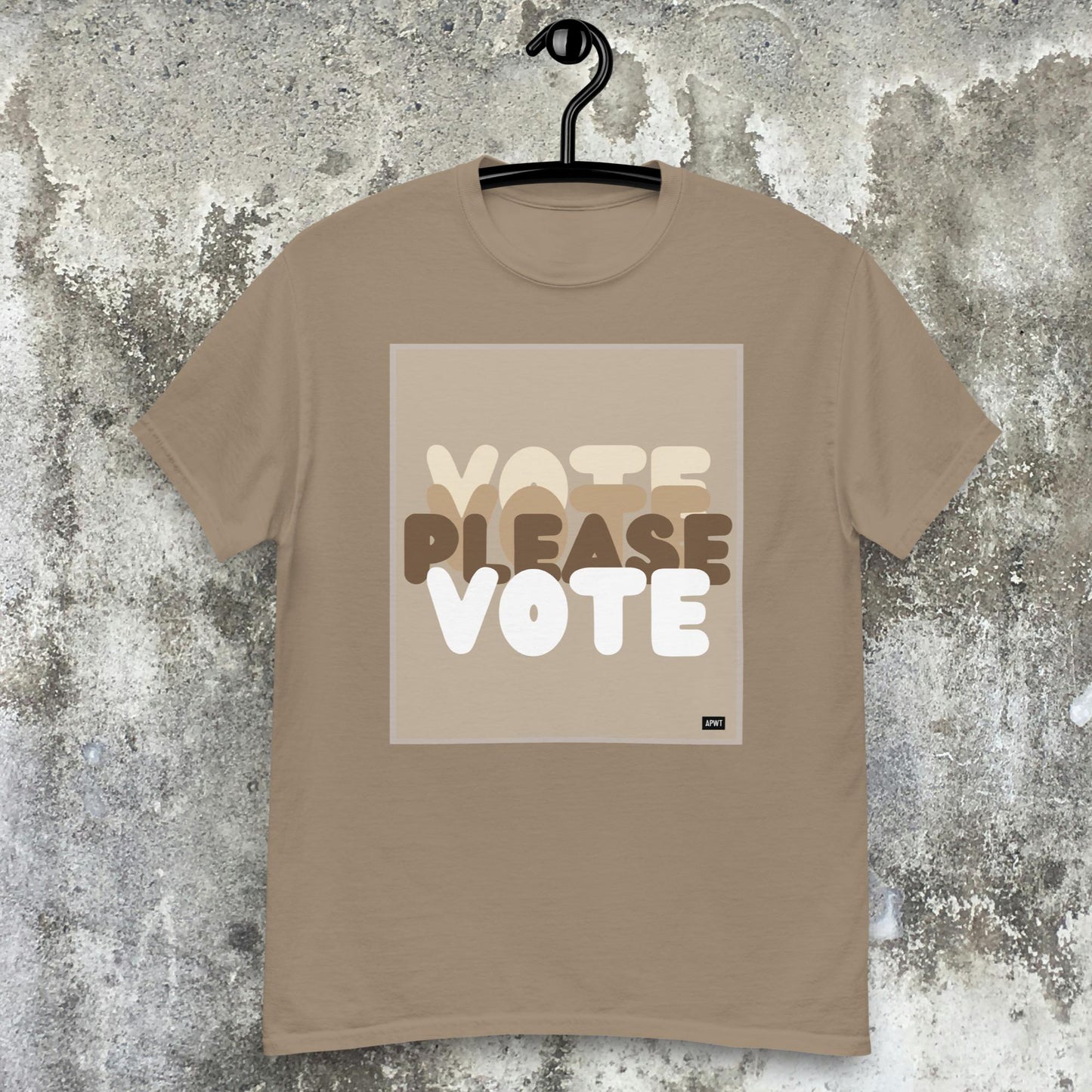 Please Vote in Brown Unisex T-Shirt - Available in Assorted Colors