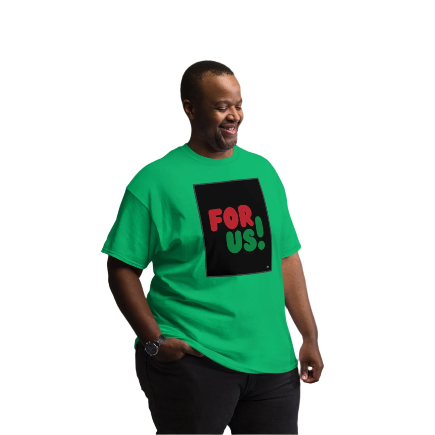 Man wearing the For Us in Black Unisex T-Shirt in Irish Green (2 of 3) - The APWT Gift Shop