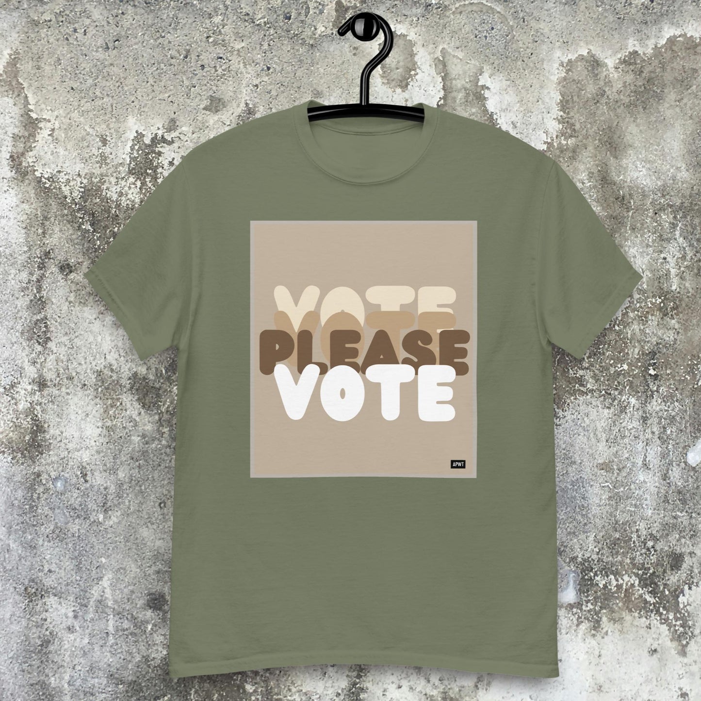 Please Vote in Brown Unisex T-Shirt - Available in Assorted Colors