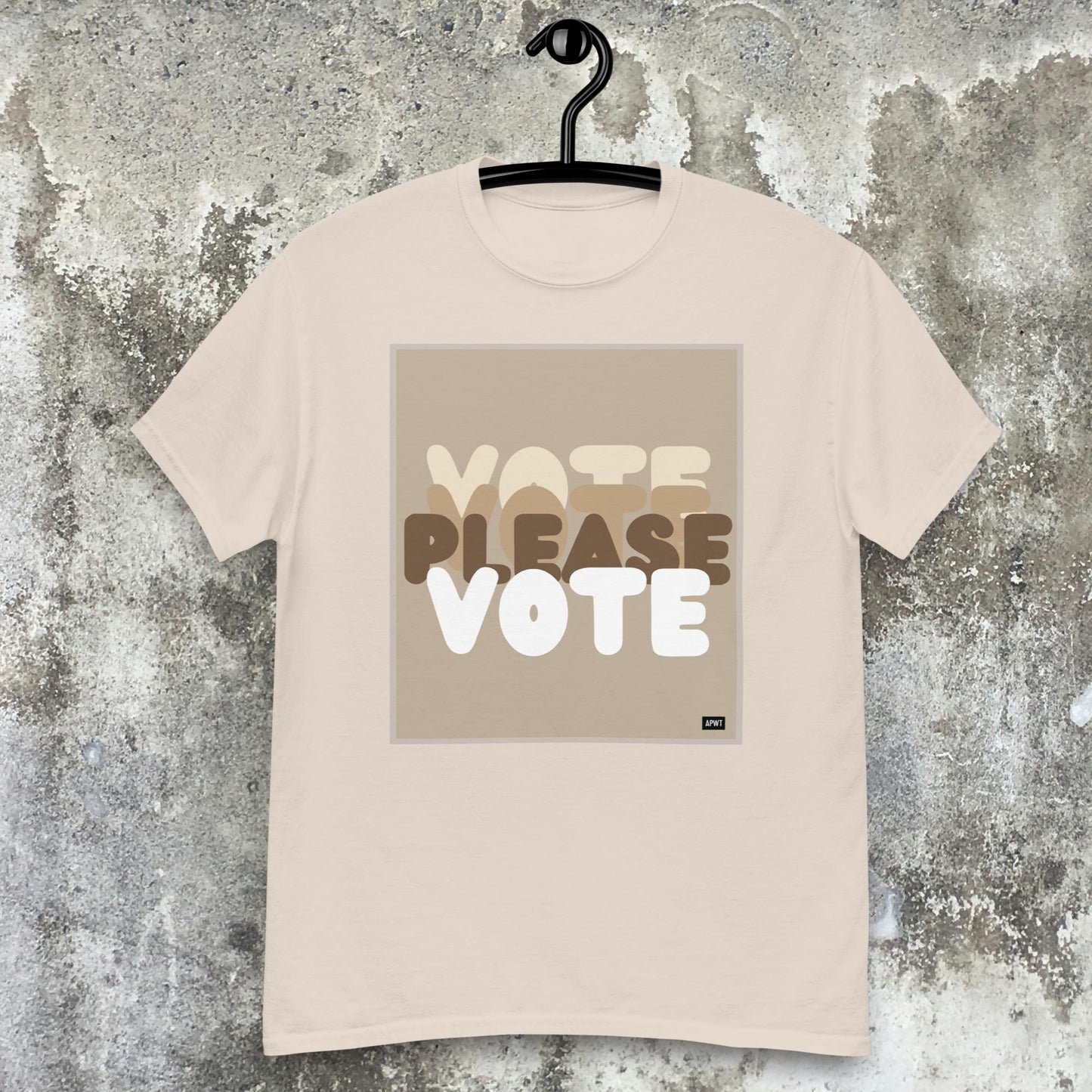 Please Vote in Brown Unisex T-Shirt - Available in Assorted Colors