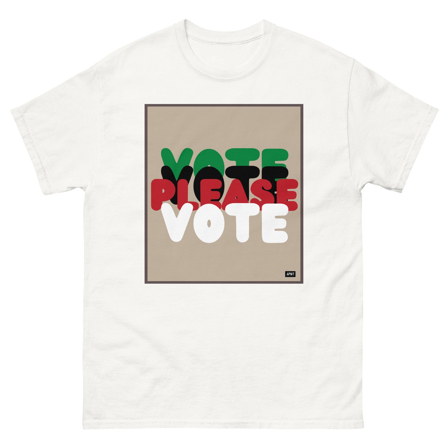 The Please Vote in Black Unisex T-Shirt in White - The APWTGift Shop