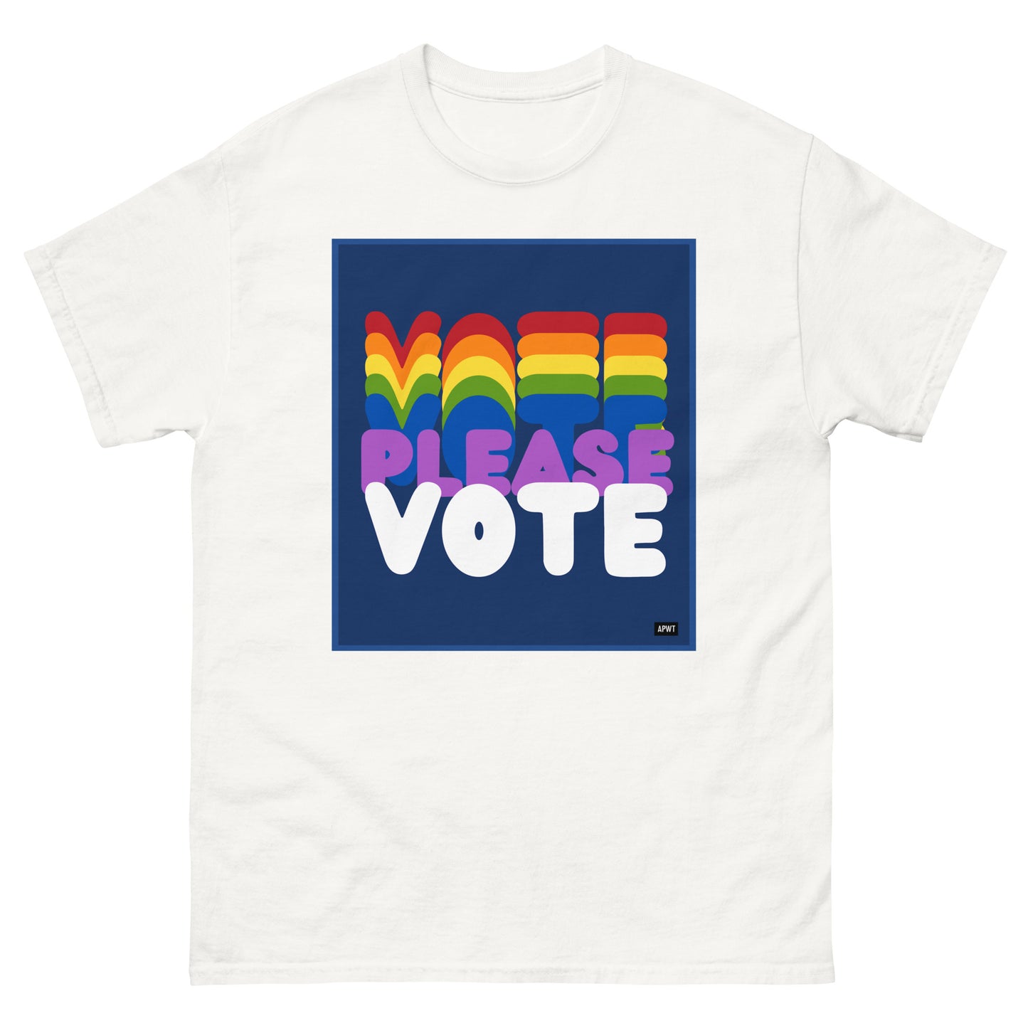Please Vote in Color Unisex T-Shirt in White - The APWT Gift Shop
