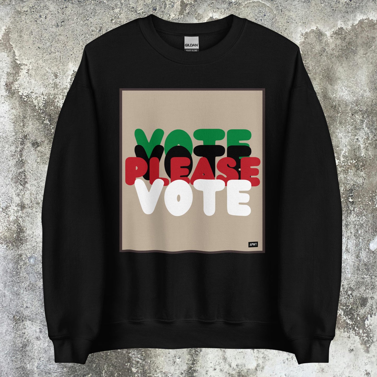 Please Vote in Black Unisex Crew Neck Sweatshirt - Available in Assorted Colors