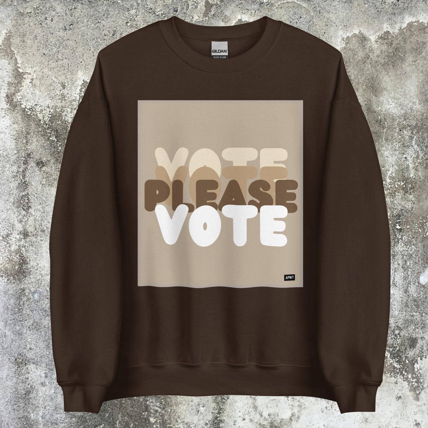 Please Vote in Brown Unisex Crew Neck Sweatshirt - Available in Assorted Colors