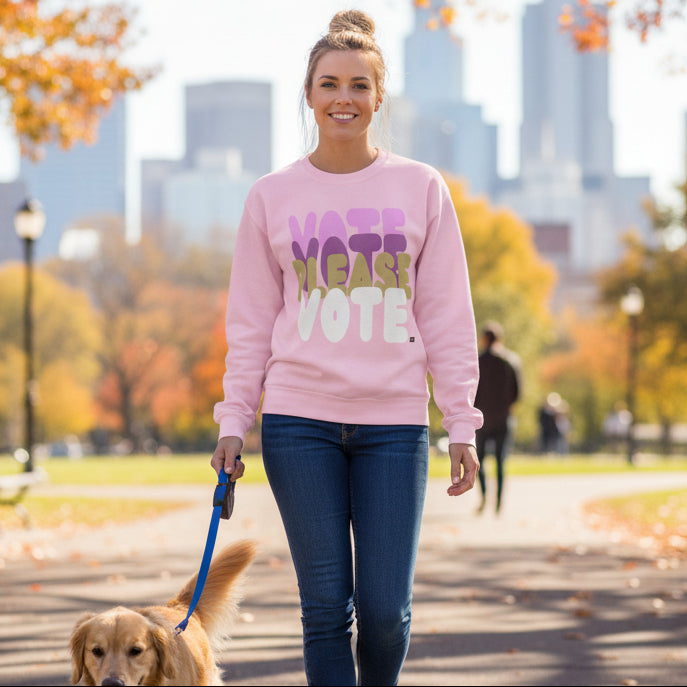 Please Vote in Primaries Pink Unisex Crew Neck Sweatshirt - The APWT Gift Shop