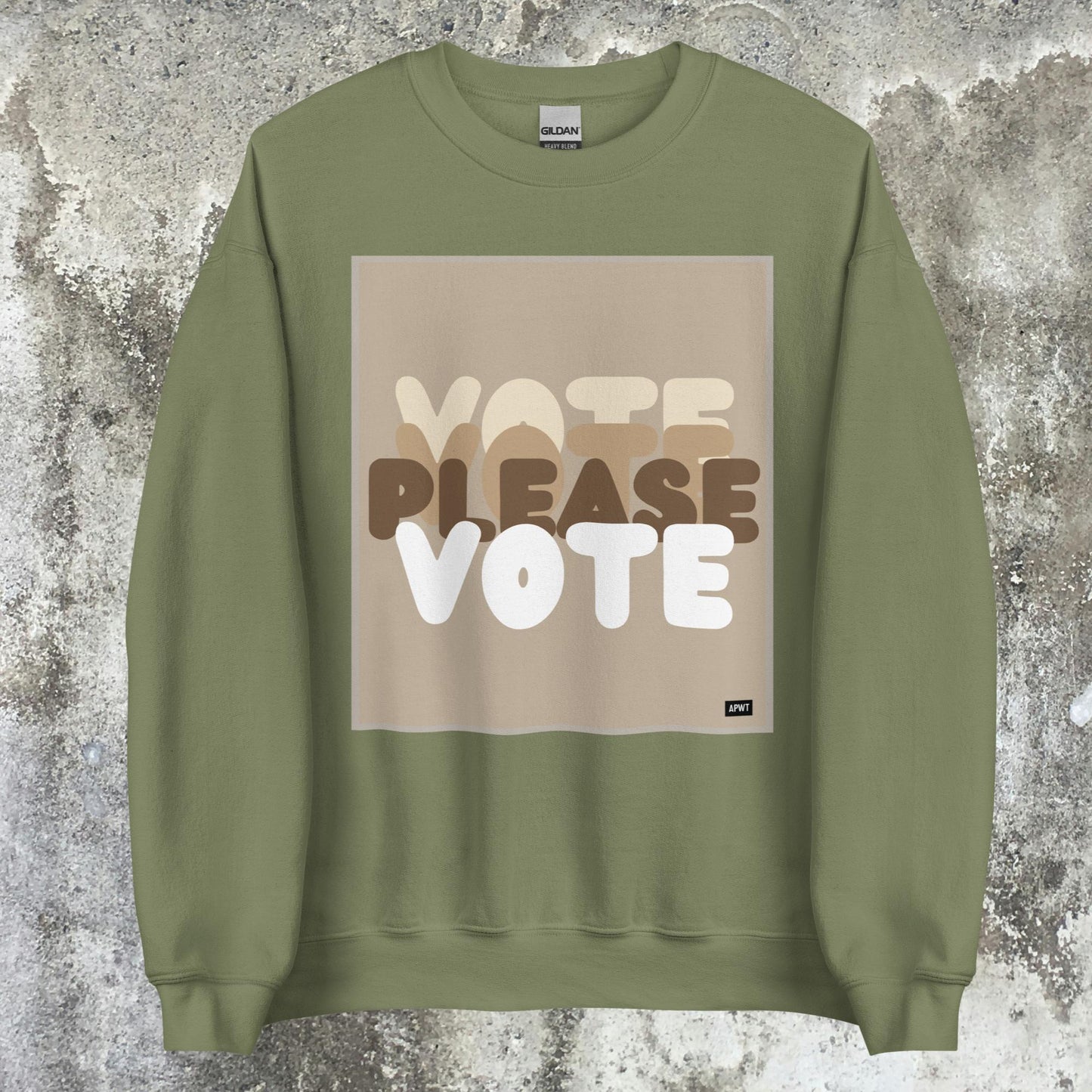 Please Vote in Brown Unisex Crew Neck Sweatshirt - Available in Assorted Colors