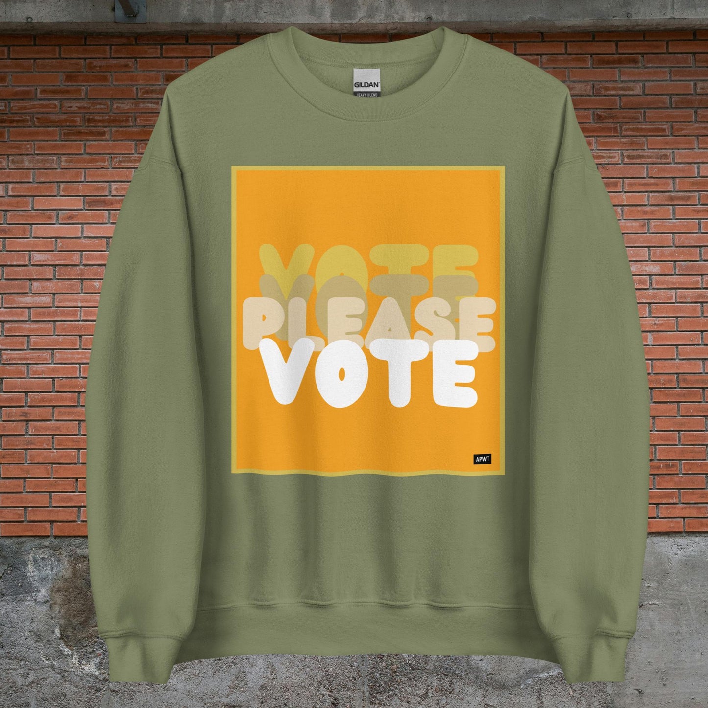 Please Vote in Orange Unisex Crew Neck Sweatshirt - Available in Assorted Colors