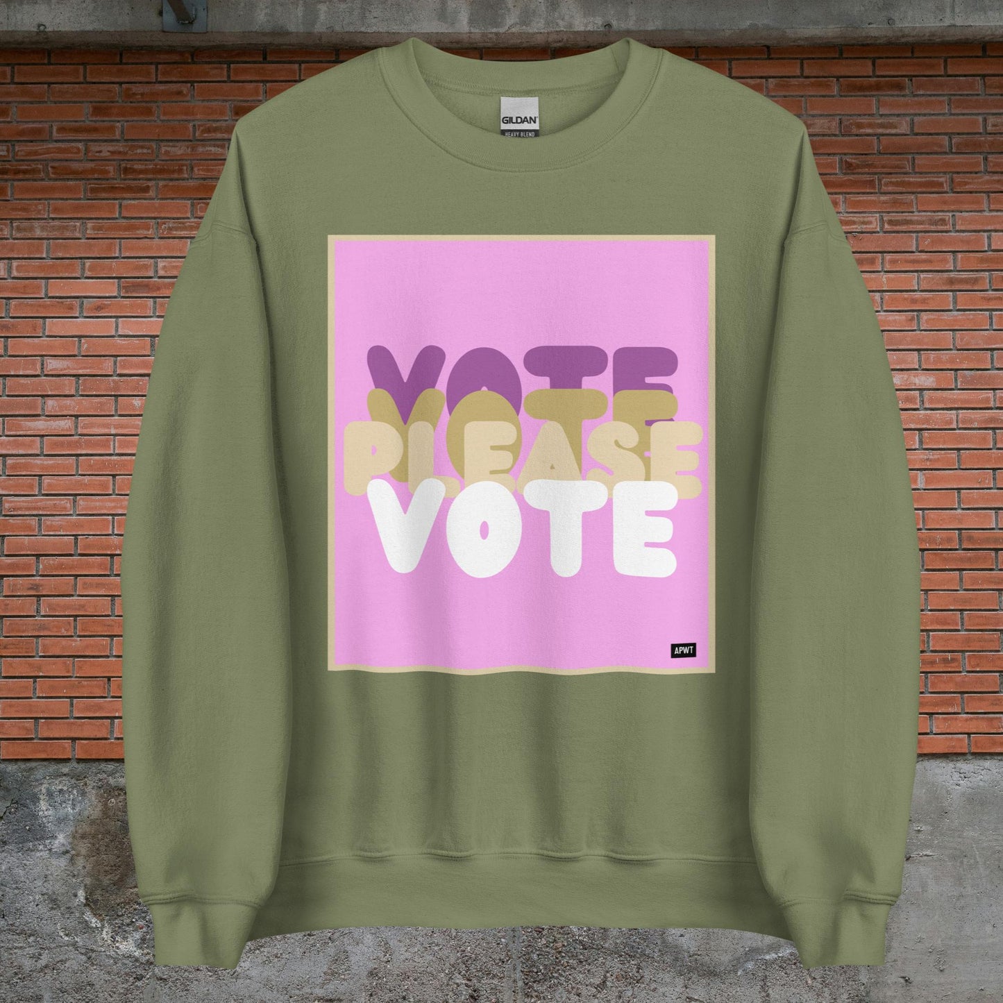 Please Vote in Pink Unisex Crew Neck Sweatshirt - Available in Assorted Colors
