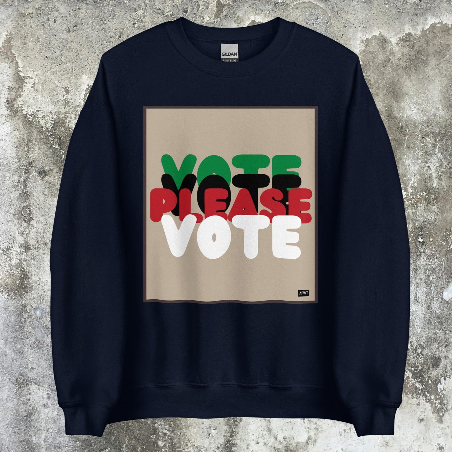 Please Vote in Black Unisex Crew Neck Sweatshirt - Available in Assorted Colors