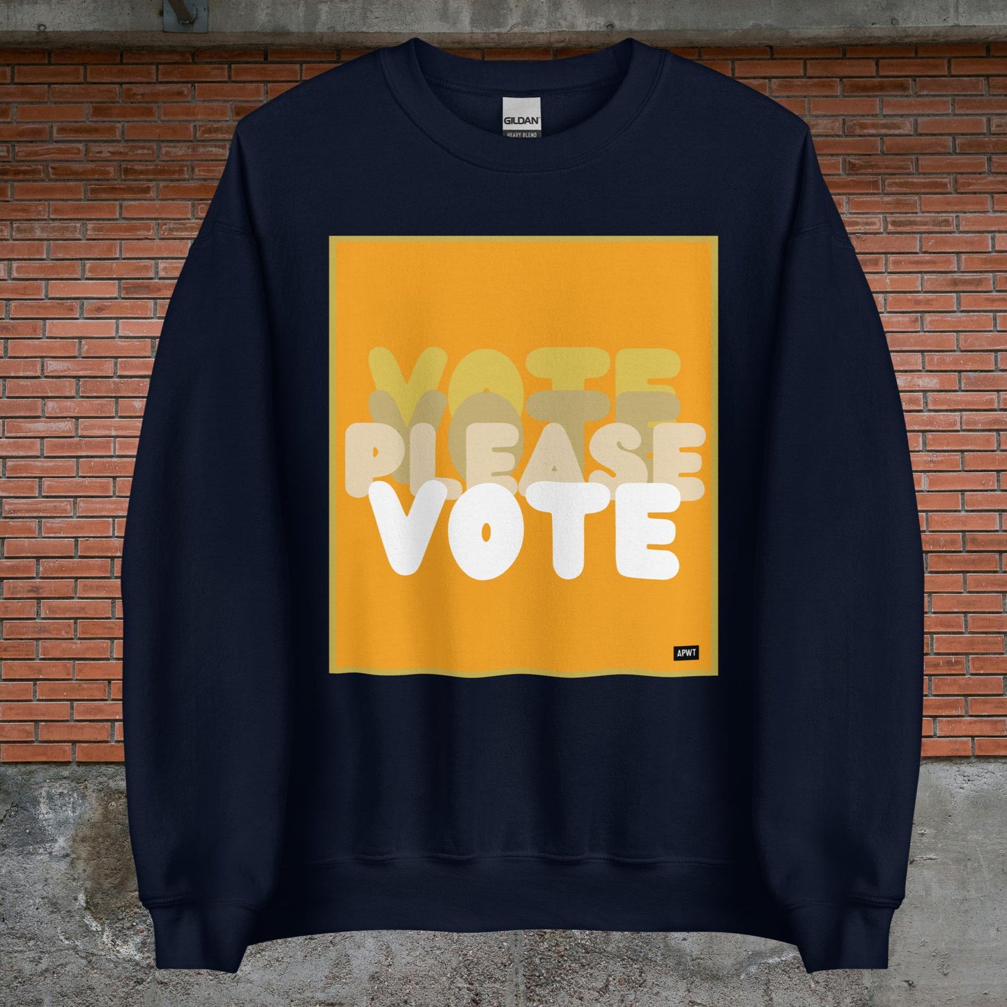 Please Vote in Orange Unisex Crew Neck Sweatshirt - Available in Assorted Colors