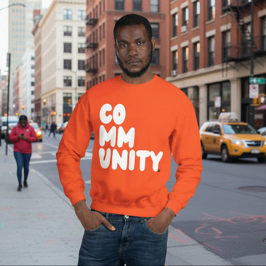 Community in Orange Citrus Unisex Crew Neck Sweatshirt - The APWT Gift Shop
