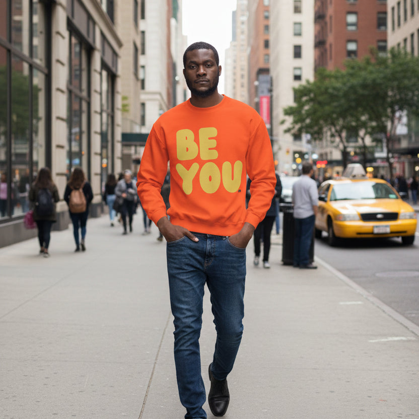 Be You in Orange and Yellow Unisex Crew Neck Sweatshirt