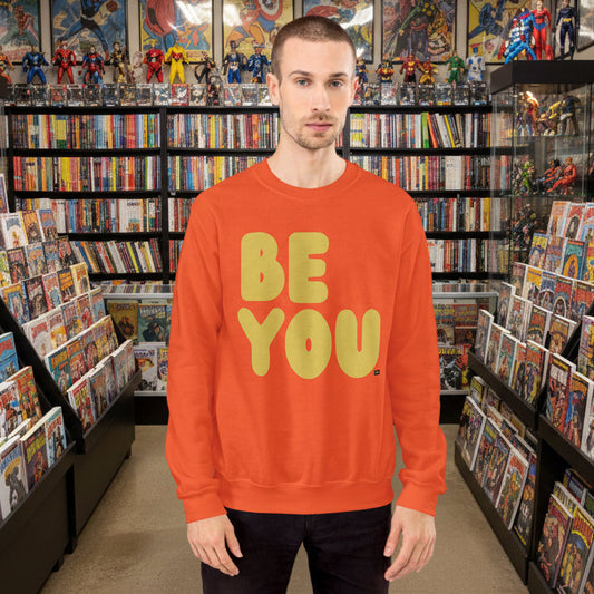 Be You in Orange and Yellow Unisex Crew Neck Sweatshirt