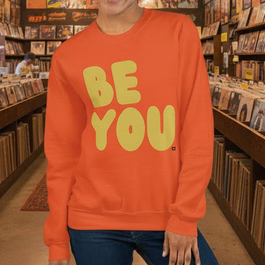 Be You in Orange and Yellow Unisex Crew Neck Sweatshirt