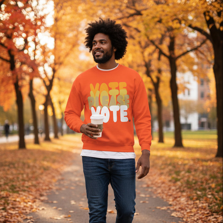 Please Vote in Orange Unisex Crew Neck Sweatshirt - The APWT Gift Shop