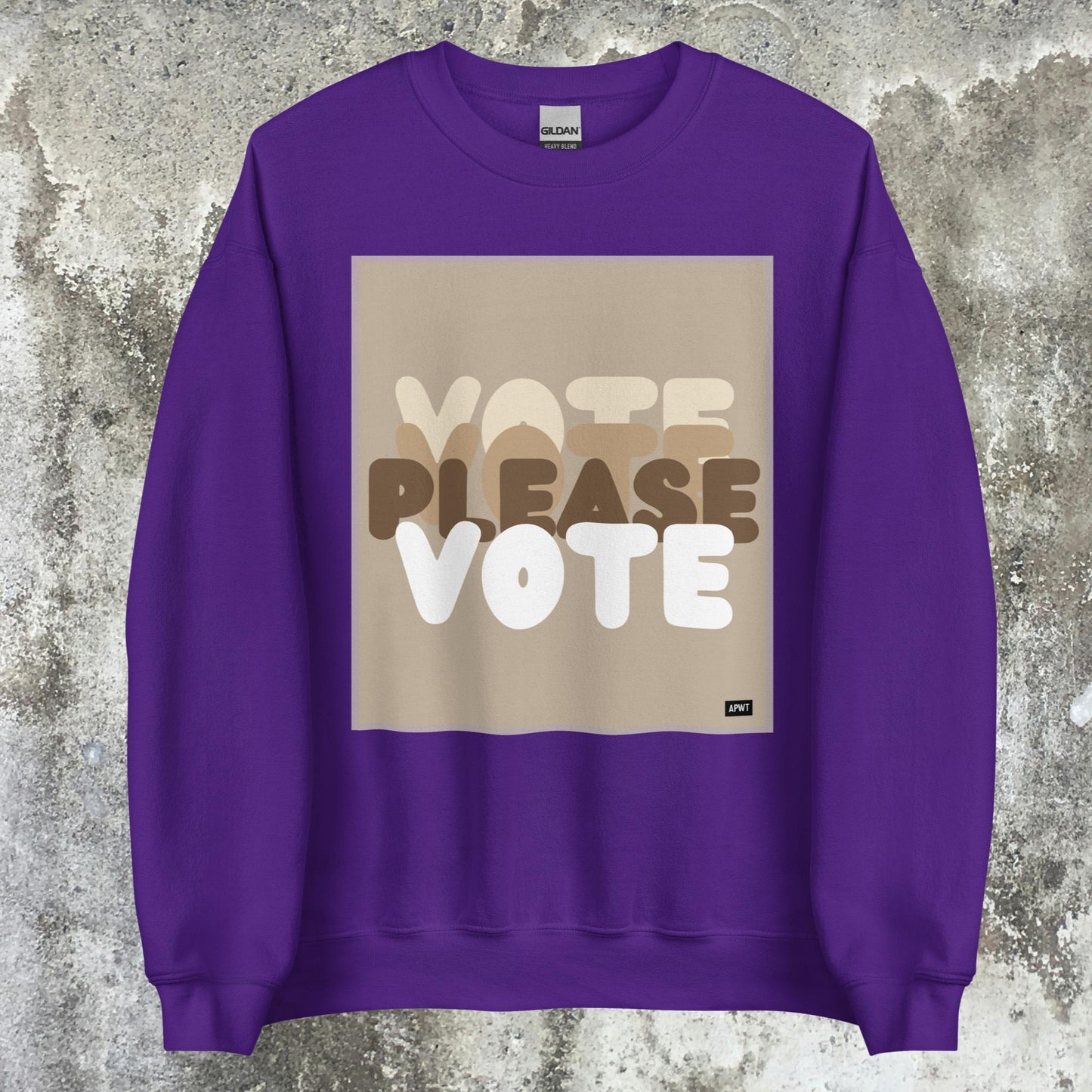 Please Vote in Brown Unisex Crew Neck Sweatshirt - Available in Assorted Colors