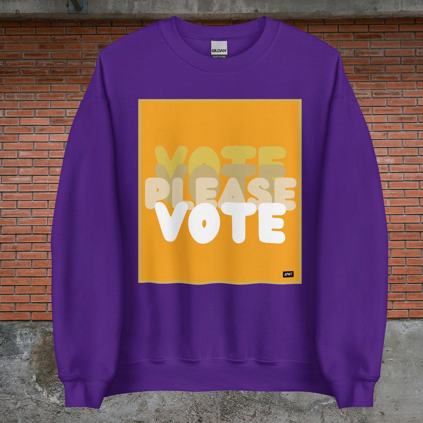 Please Vote in Orange Unisex Crew Neck Sweatshirt - Available in Assorted Colors
