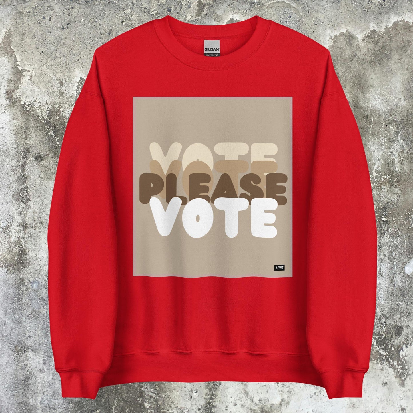 Please Vote in Brown Unisex Crew Neck Sweatshirt - Available in Assorted Colors