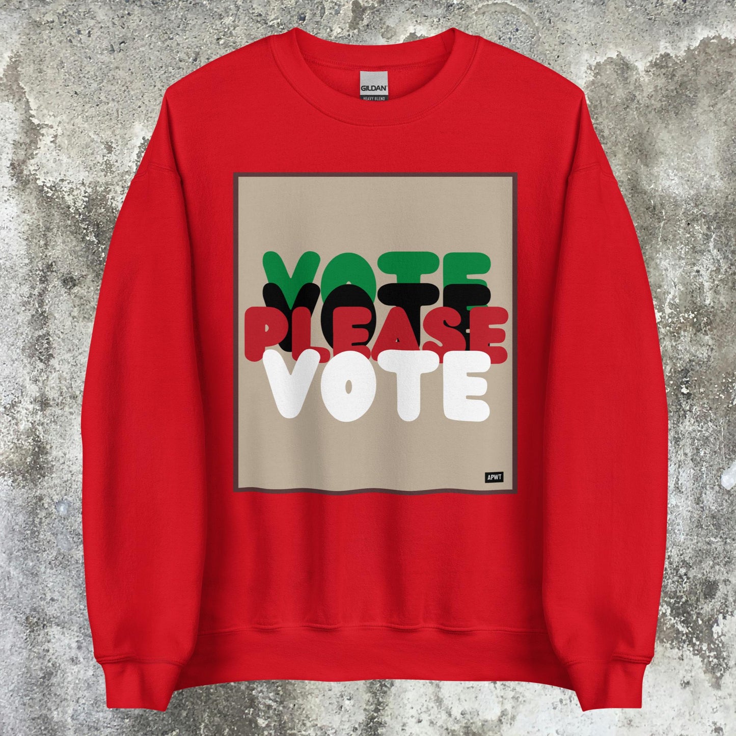 Please Vote in Black Unisex Crew Neck Sweatshirt - Available in Assorted Colors