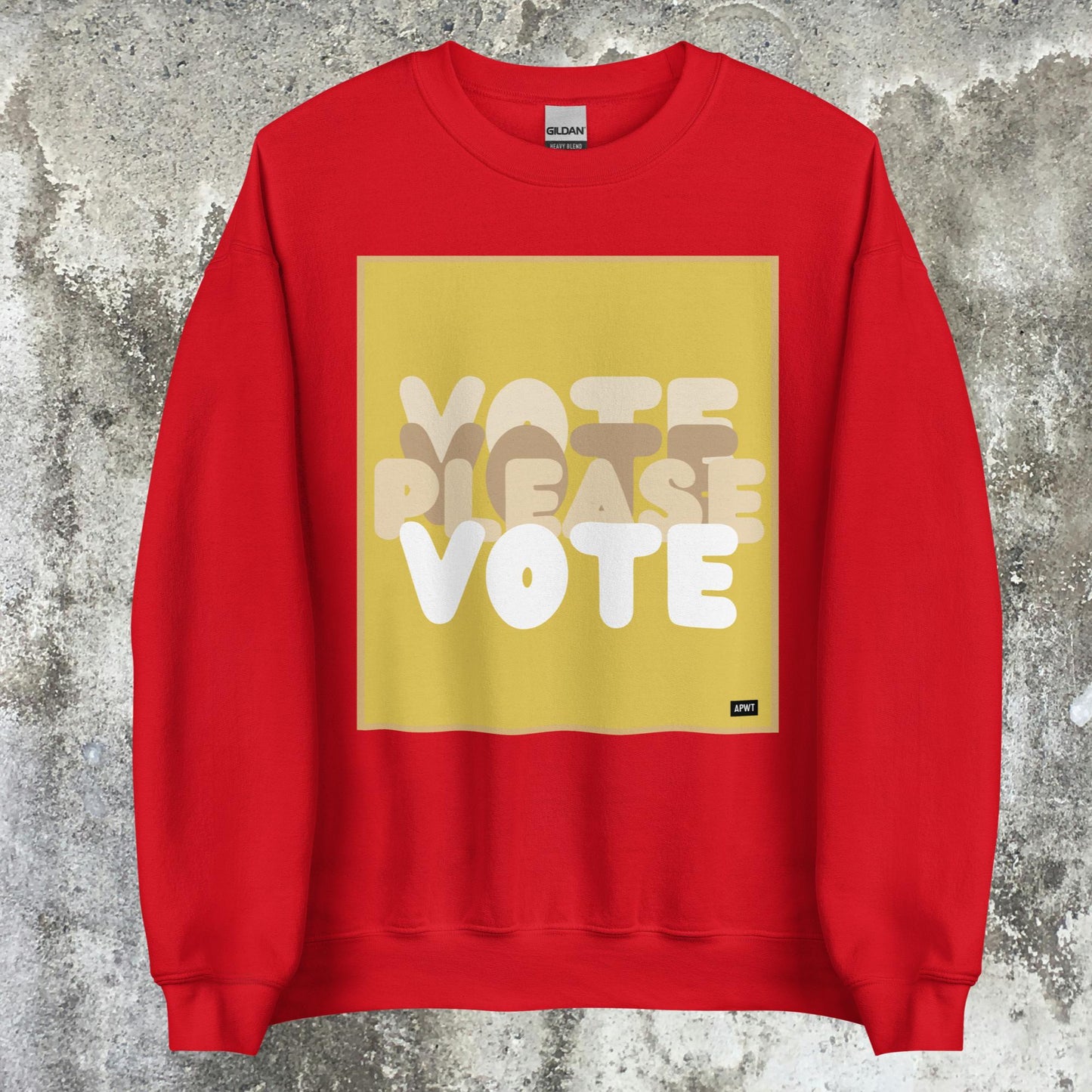 Please Vote in Yellow Unisex Crew Neck Sweatshirt - Available in Assorted Colors
