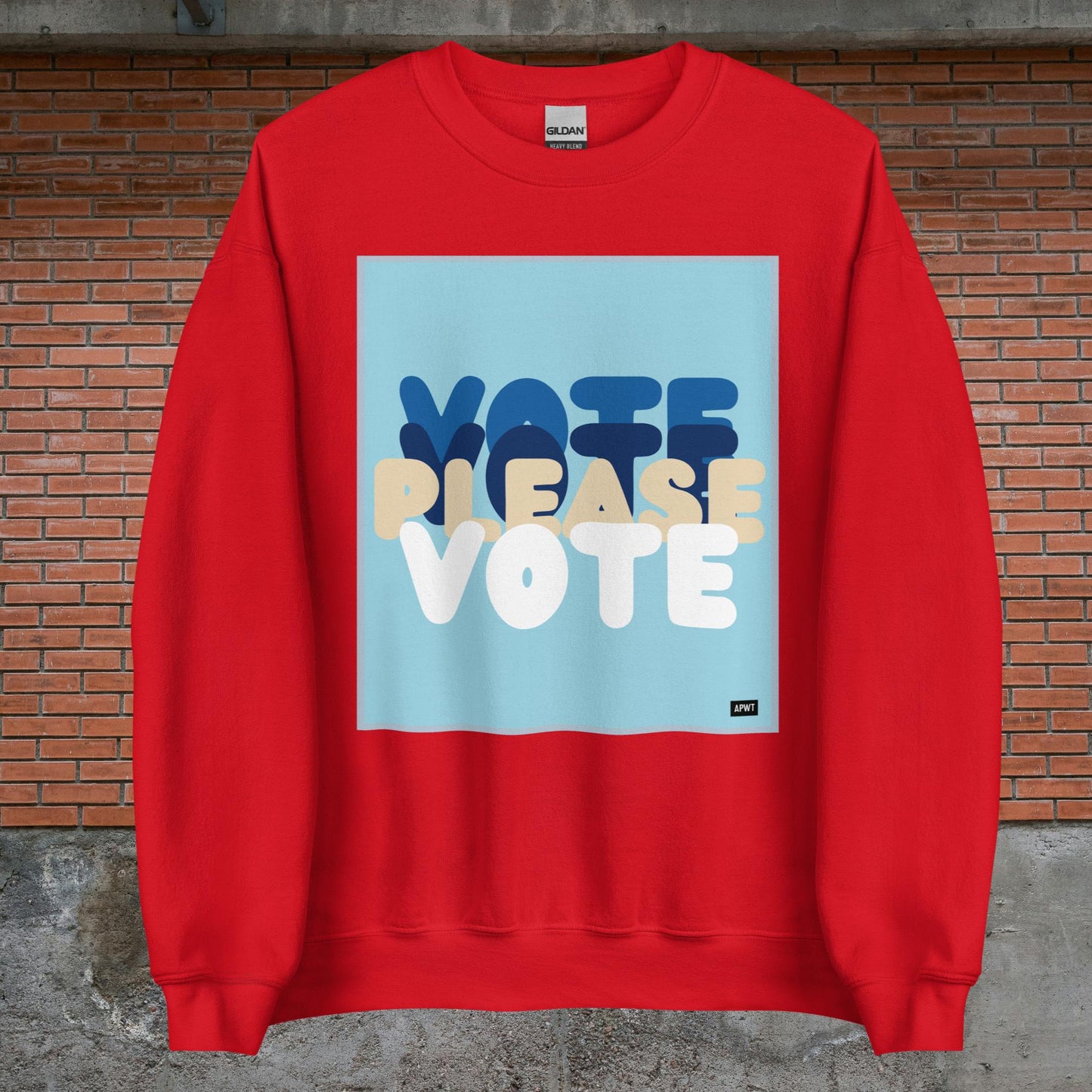 Please Vote in Blue Unisex Crew Neck Sweatshirt - Available in Assorted Colors